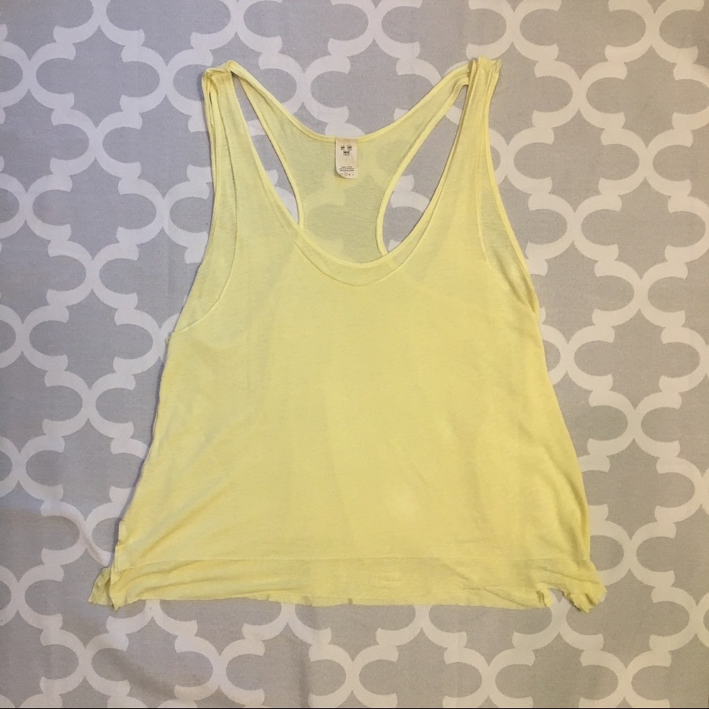 Free People yellow karmen dual layer tank top